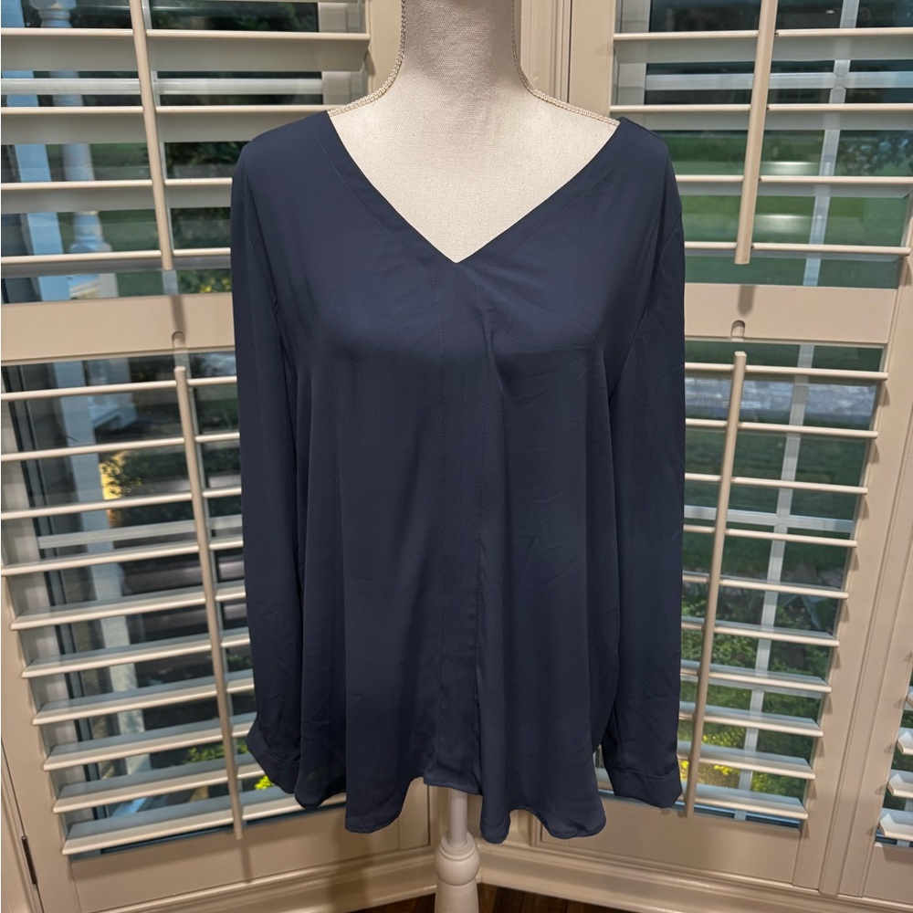 LOFT Blue Long Sleeve Relaxed Blouse